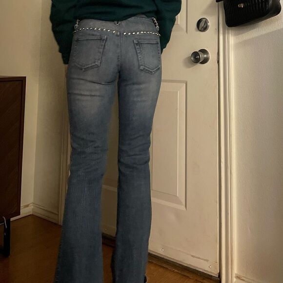 Vintage Y2K Cache Rhinestone Studded Low Waist Flare Bootcut Jeans SZ 2 - Picture 5 of 5